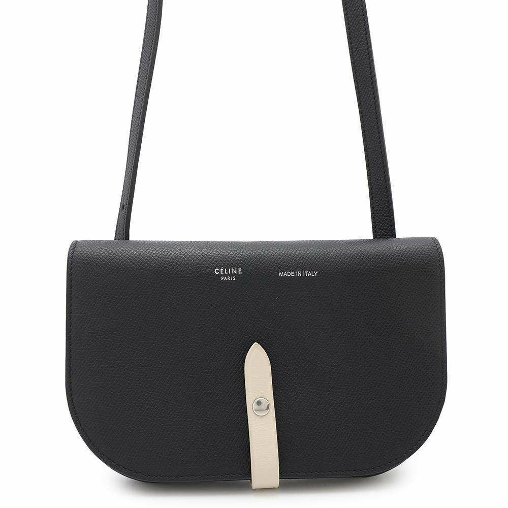 セリーヌ ショルダーウォレット クラッチオン レザー CELINE 長財布 黒