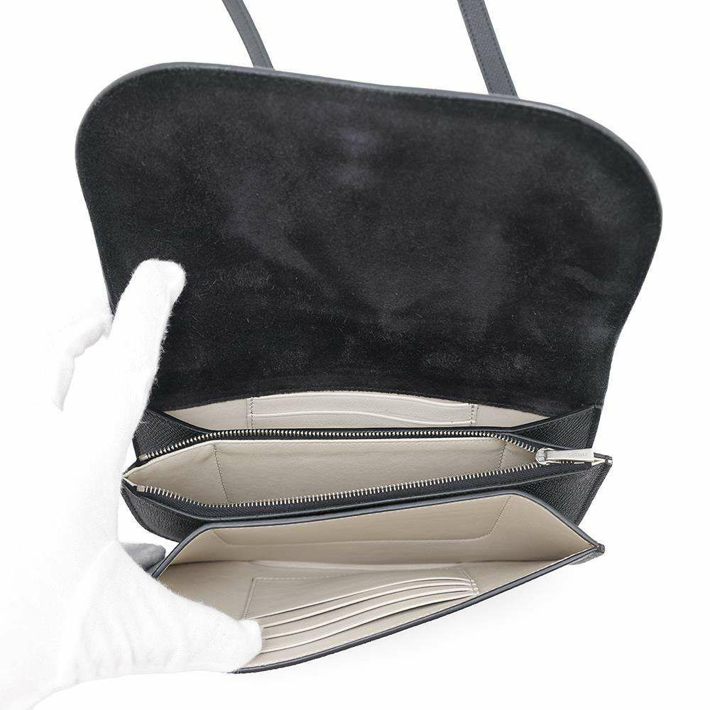 セリーヌ ショルダーウォレット クラッチオン レザー CELINE 長財布 黒