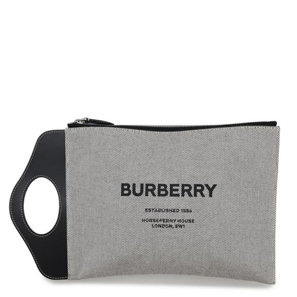 バーバリー クラッチバッグ ホースフェリー ロゴ キャンバス BURBERRY バッグ 黒