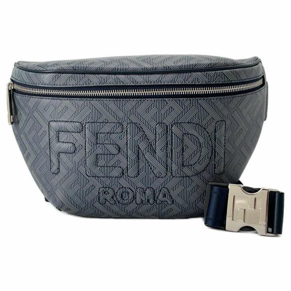 フェンディ ボディバッグ ロゴ ズッカ柄 レザー 7VA562 FENDI バッグ ベルトバッグ ウエストポーチ 黒