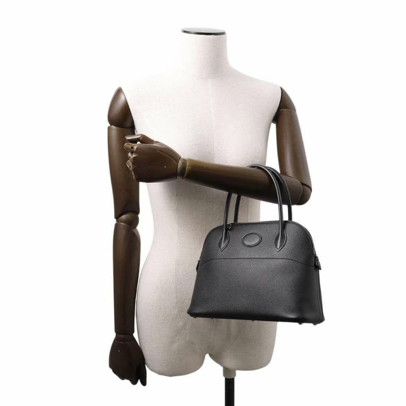 エルメス ハンドバッグ ボリード27 ブラック/シルバー金具 エプソン □Q刻印 HERMES Bolide 2wayショルダーバッグ 黒