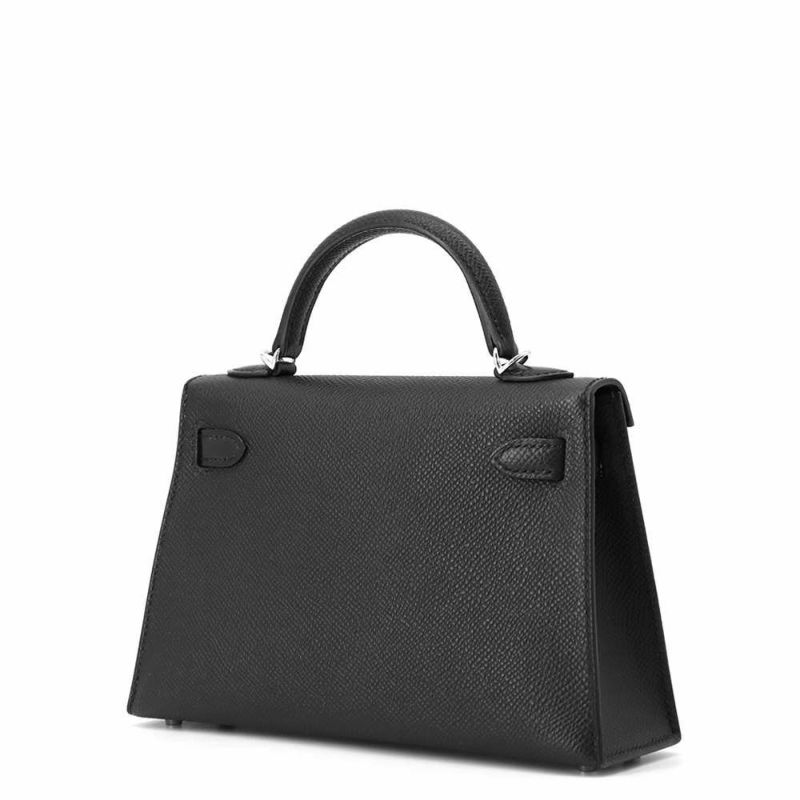 エルメス ハンドバッグ ミニケリー2 外縫い ブラック/シルバー金具 エプソン W刻印 2wayショルダー 黒