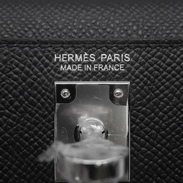 エルメス ハンドバッグ ミニケリー2 外縫い ブラック/シルバー金具 エプソン W刻印 2wayショルダー 黒