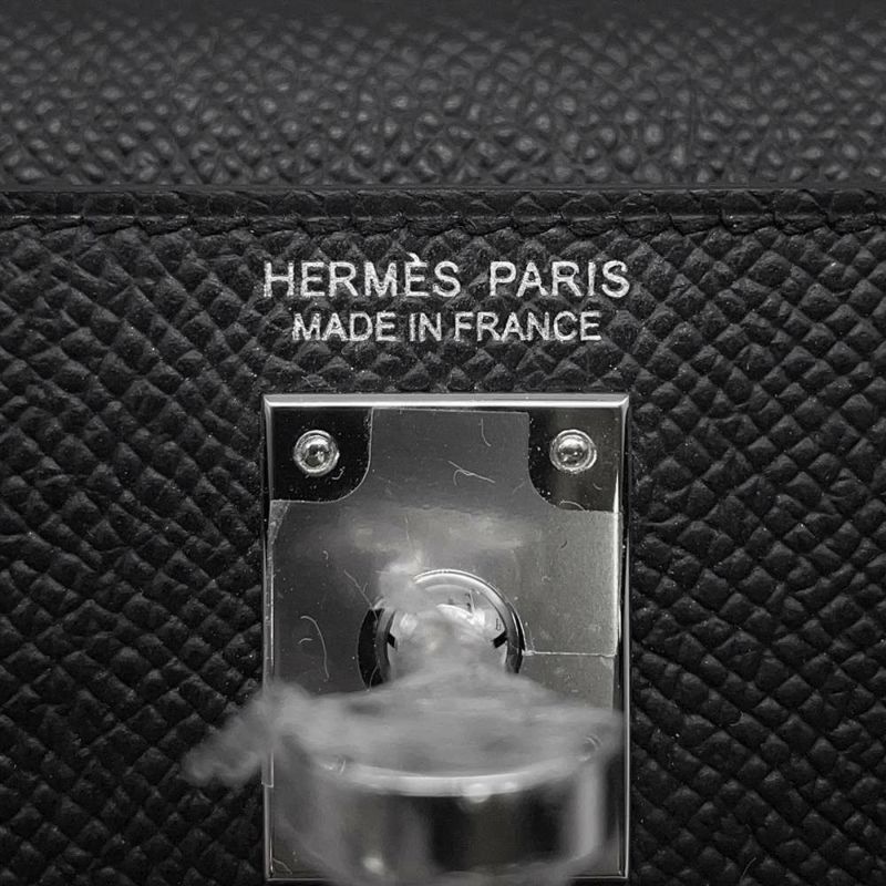 エルメス ハンドバッグ ミニケリー2 外縫い ブラック/シルバー金具 エプソン W刻印 2wayショルダー 黒