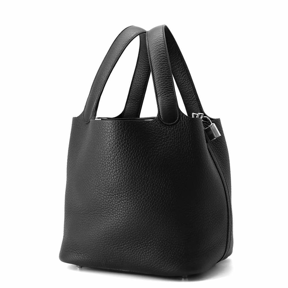 エルメス ハンドバッグ ピコタンロックMM ブラック/シルバー金具 トリヨンクレマンス K刻印 HERMES トートバッグ 黒