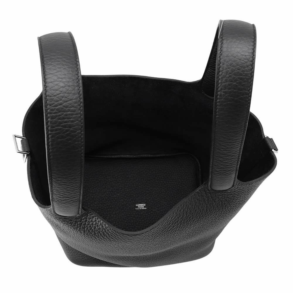 エルメス ハンドバッグ ピコタンロックMM ブラック/シルバー金具 トリヨンクレマンス K刻印 HERMES トートバッグ 黒