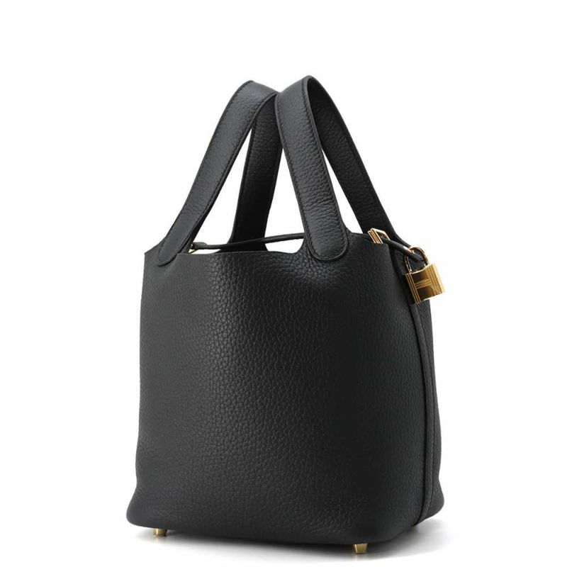 エルメス ハンドバッグ ピコタンロックPM ブラック/ゴールド金具 トリヨンクレマンス K刻印 HERMES トートバッグ 黒