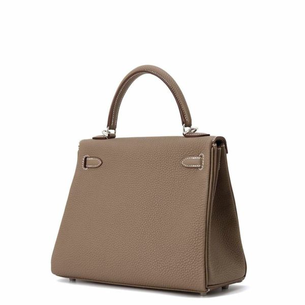 エルメス ハンドバッグ ケリー25 内縫い エトゥープ/シルバー金具 トゴ W刻印 2wayショルダー