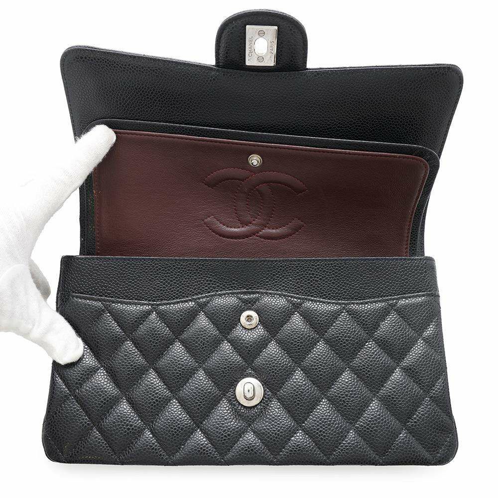 シャネル チェーンショルダーバッグ マトラッセ25 ココマーク キャビアスキン ダブルチェーン A01112 CHANEL 黒