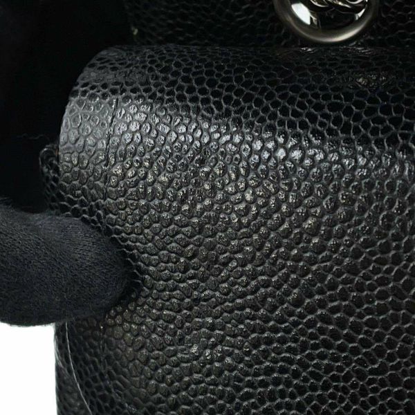 シャネル チェーンショルダーバッグ マトラッセ25 ココマーク キャビアスキン ダブルチェーン A01112 CHANEL 黒