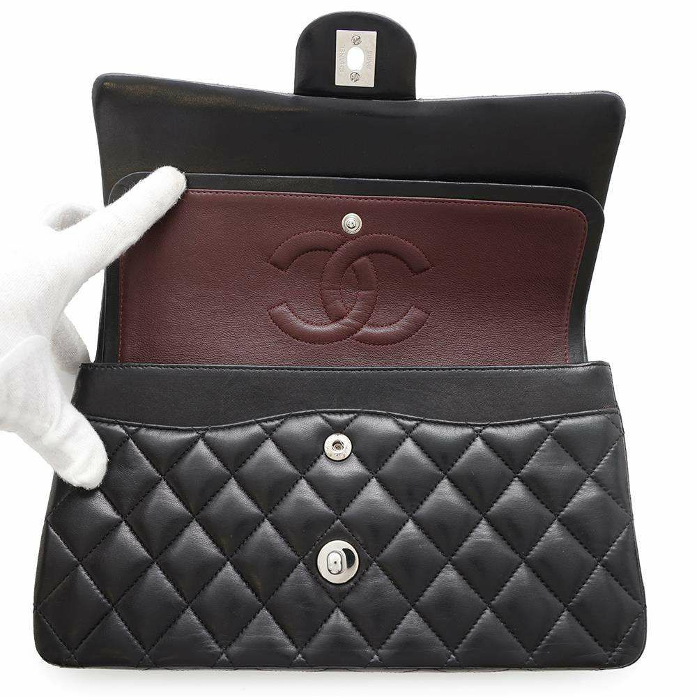 シャネル チェーンショルダーバッグ マトラッセ25 ココマーク ダブルチェーン ラムスキン A01112 CHANEL 黒