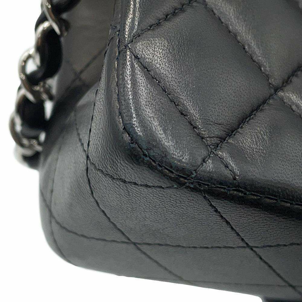 シャネル チェーンショルダーバッグ マトラッセ25 ココマーク ダブルチェーン ラムスキン A01112 CHANEL 黒