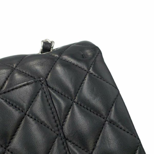 シャネル チェーンショルダーバッグ マトラッセ25 ココマーク ダブルチェーン ラムスキン A01112 CHANEL 黒