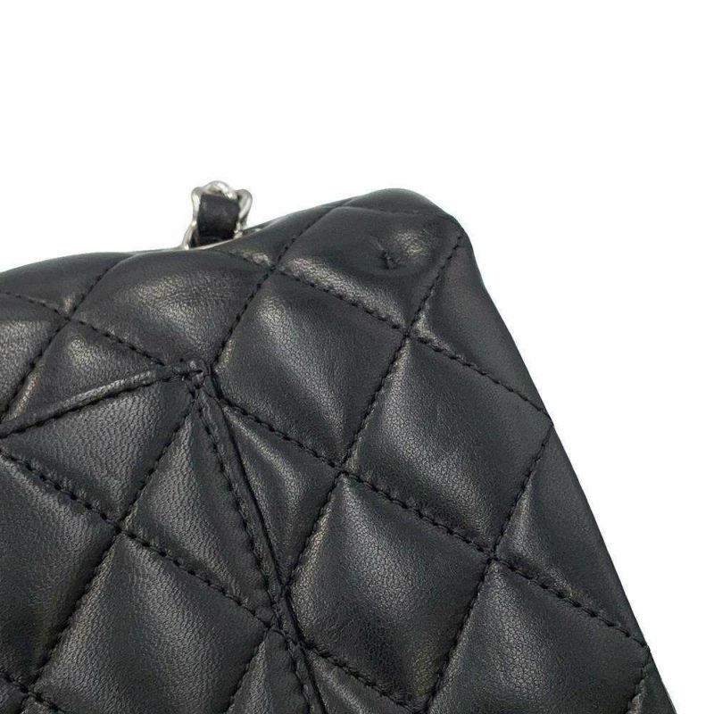 シャネル チェーンショルダーバッグ マトラッセ25 ココマーク ダブルチェーン ラムスキン A01112 CHANEL 黒
