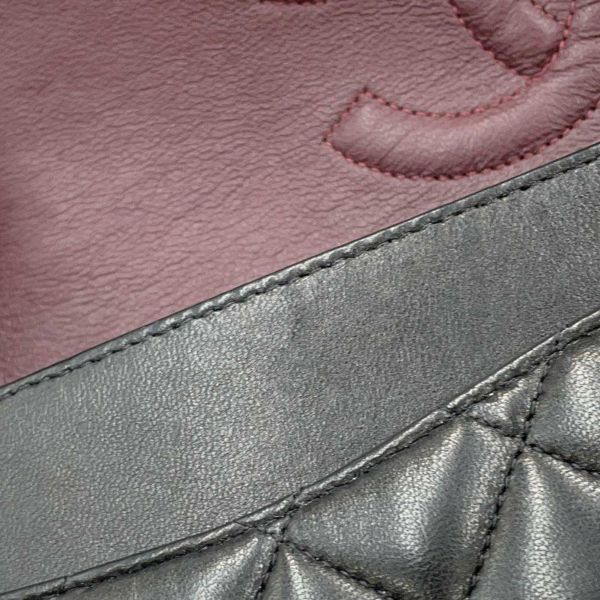 シャネル チェーンショルダーバッグ マトラッセ25 ココマーク ダブルチェーン ラムスキン A01112 CHANEL 黒