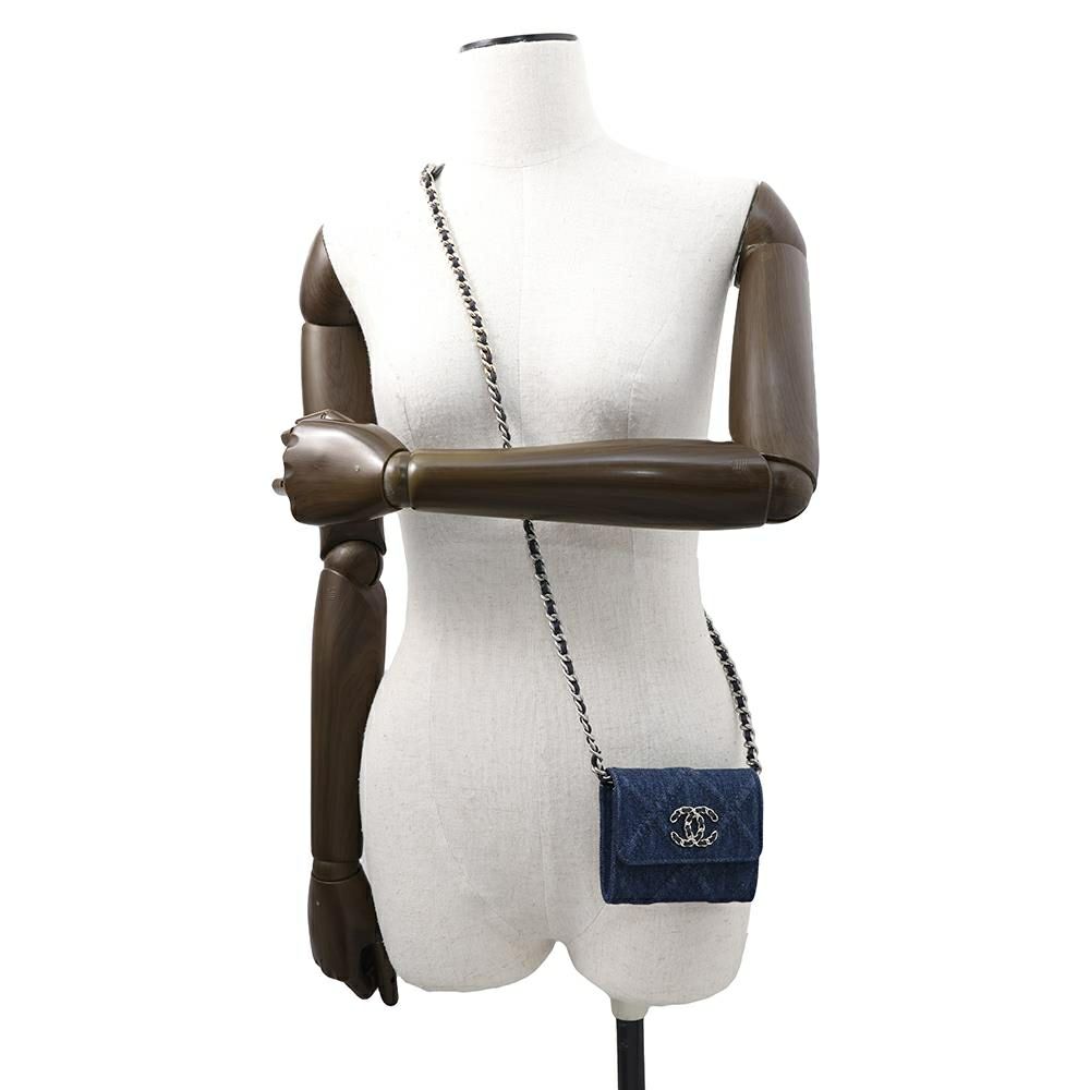 シャネル チェーンウォレット 19 コインパース デニム AP1787 CHANEL 財布