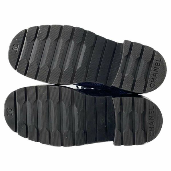 シャネル ショートブーツ マトラッセ ココマーク ベルベット デニム レディースサイズ36C G36424 CHANEL 靴 黒