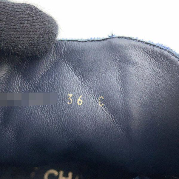シャネル ショートブーツ マトラッセ ココマーク ベルベット デニム レディースサイズ36C G36424 CHANEL 靴 黒