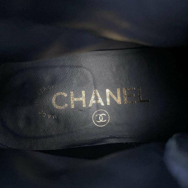 シャネル ショートブーツ マトラッセ ココマーク ベルベット デニム レディースサイズ36C G36424 CHANEL 靴 黒