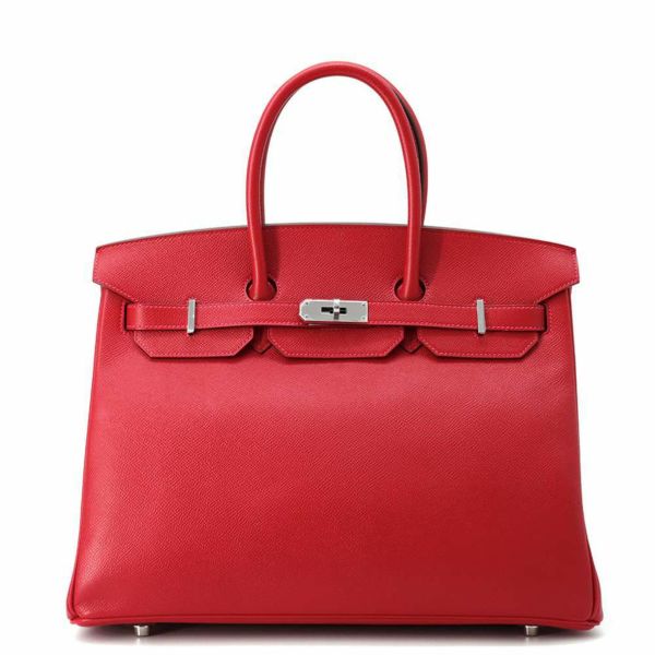 エルメス バーキン35 ルージュカザック/シルバー金具 エプソン R刻印 HERMES Birkin ハンドバッグ