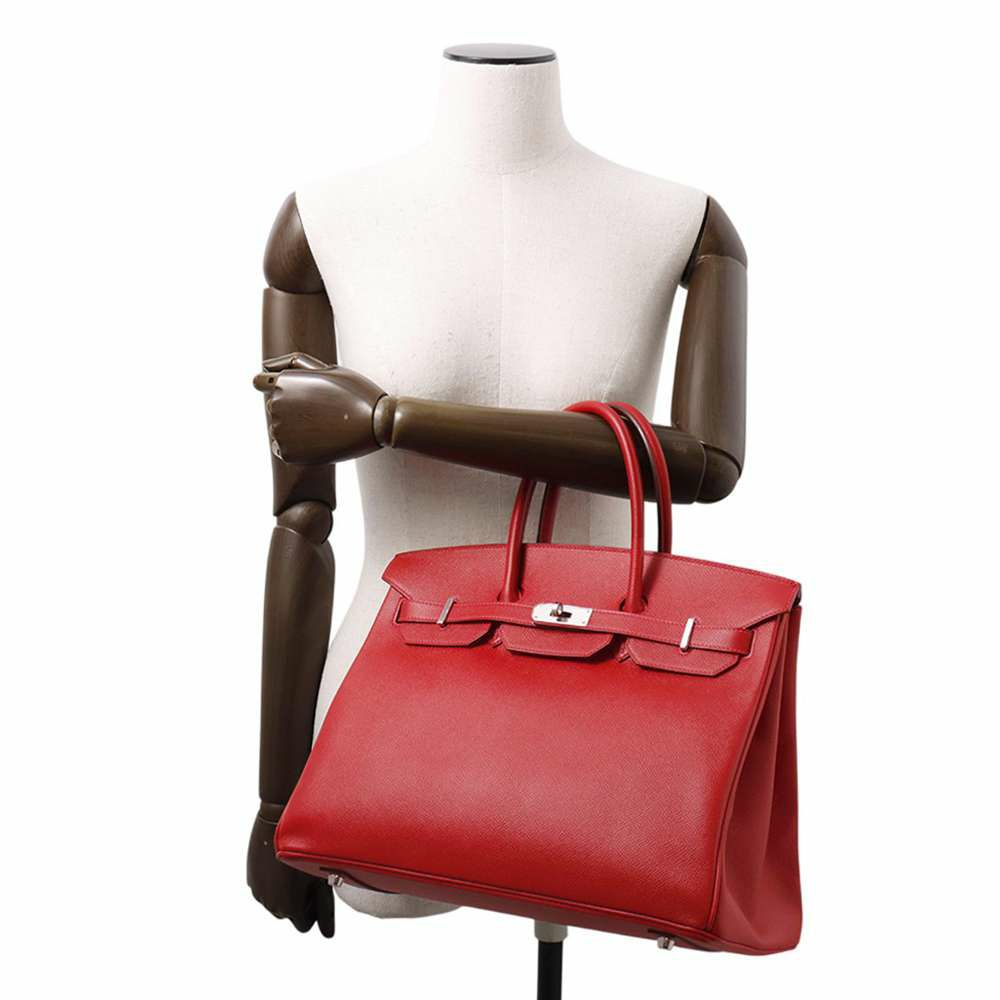 エルメス バーキン35 ルージュカザック/シルバー金具 エプソン R刻印 HERMES Birkin ハンドバッグ