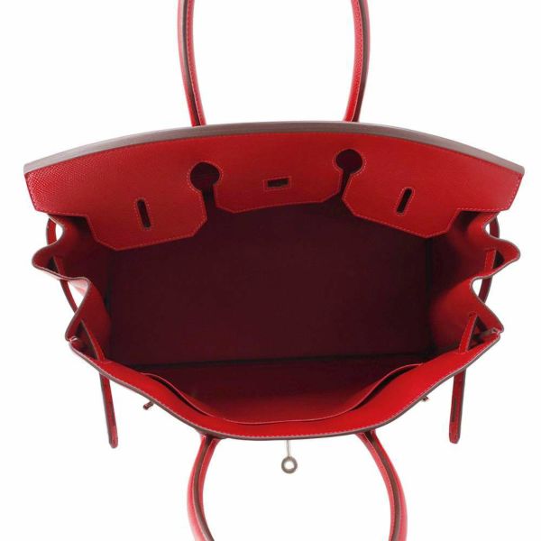 エルメス バーキン35 ルージュカザック/シルバー金具 エプソン R刻印 HERMES Birkin ハンドバッグ