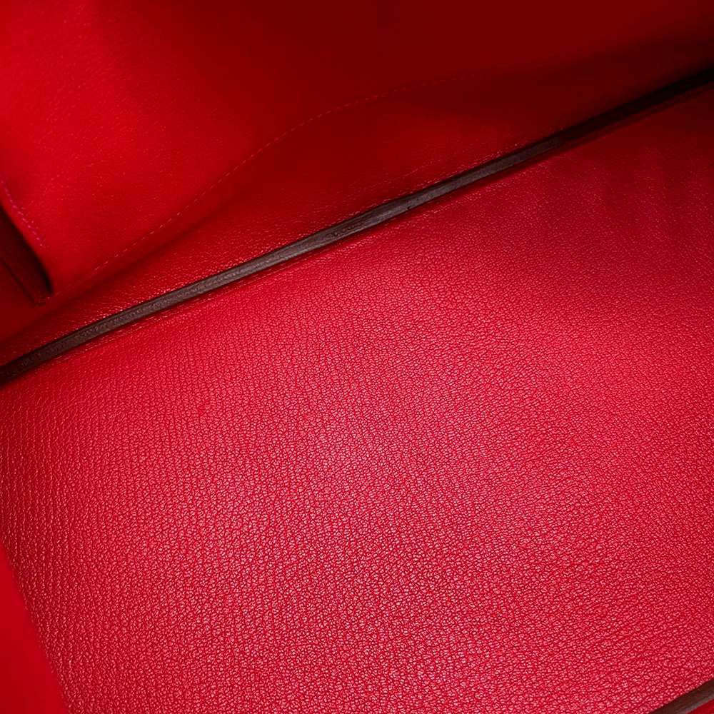 エルメス バーキン35 ルージュカザック/シルバー金具 エプソン R刻印 HERMES Birkin ハンドバッグ