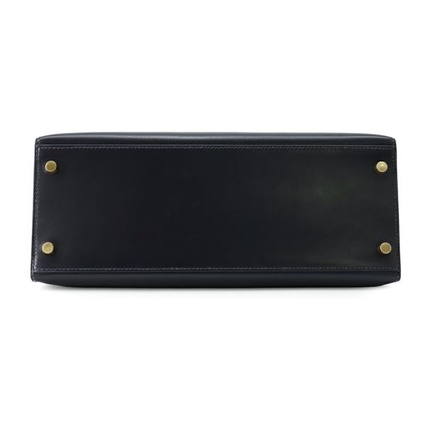 エルメス ハンドバッグ ケリー28 外縫い ブルーインディゴ/ゴールド金具 ボックスカーフ □C刻印 2wayショルダー