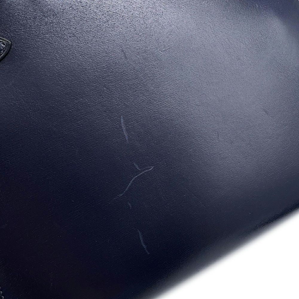 エルメス ハンドバッグ ケリー28 外縫い ブルーインディゴ/ゴールド金具 ボックスカーフ □C刻印 2wayショルダー