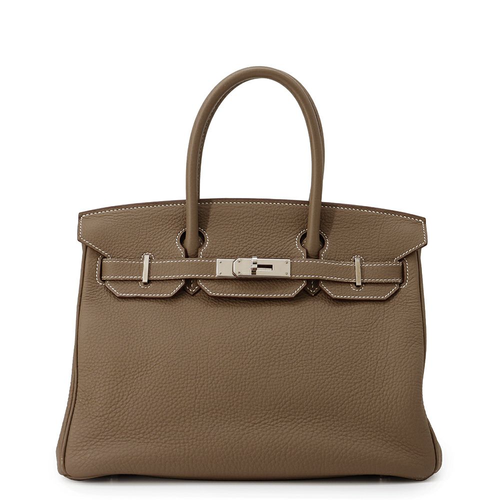 エルメス バーキン30 エトゥープ/シルバー金具 トゴ □Q刻印 HERMES Birkin ハンドバッグ