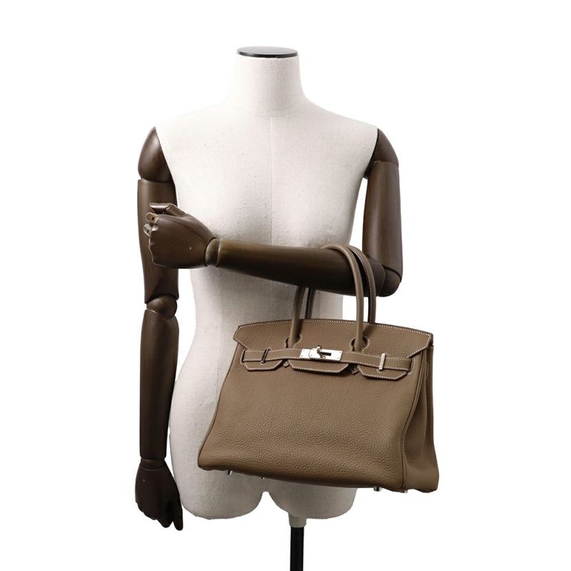 エルメス バーキン30 エトゥープ/シルバー金具 トゴ □Q刻印 HERMES Birkin ハンドバッグ