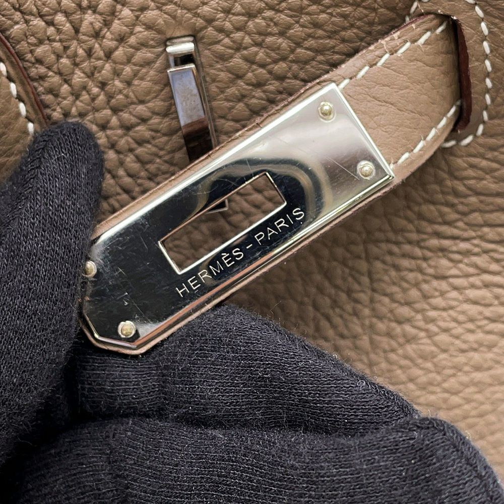 エルメス バーキン30 エトゥープ/シルバー金具 トゴ □Q刻印 HERMES Birkin ハンドバッグ