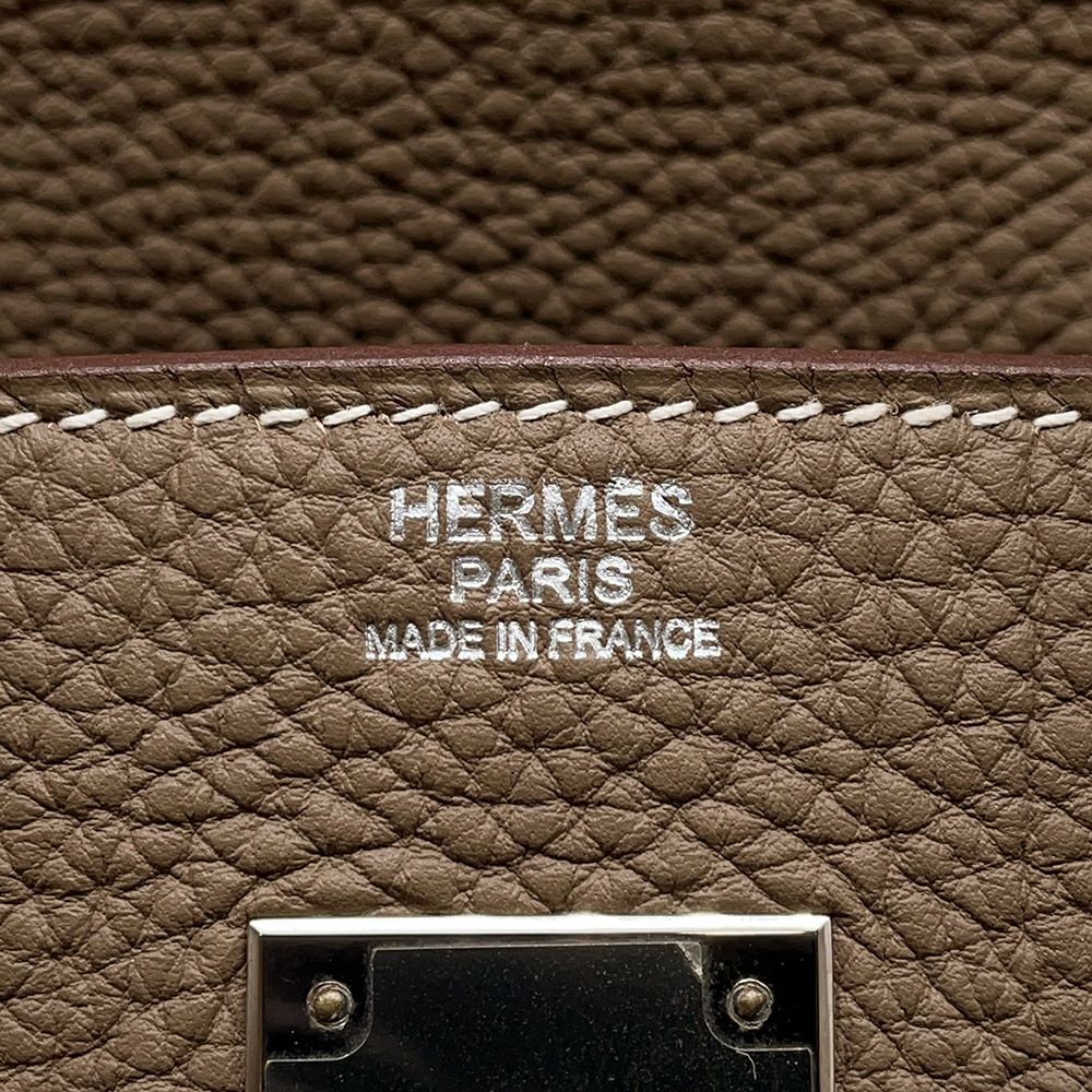 エルメス バーキン30 エトゥープ/シルバー金具 トゴ □Q刻印 HERMES Birkin ハンドバッグ