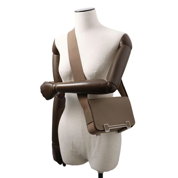 エルメス ショルダーバッグ ゲタ エトゥープ/シルバー金具 シェブルミゾル B刻印