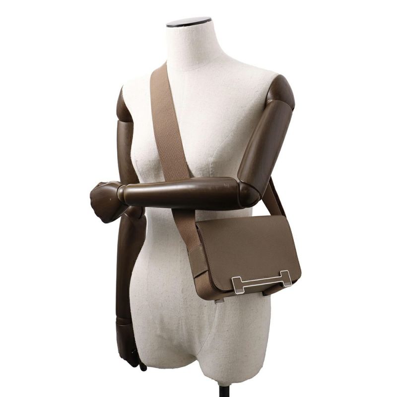 エルメス ショルダーバッグ ゲタ エトゥープ/シルバー金具 シェブルミゾル B刻印