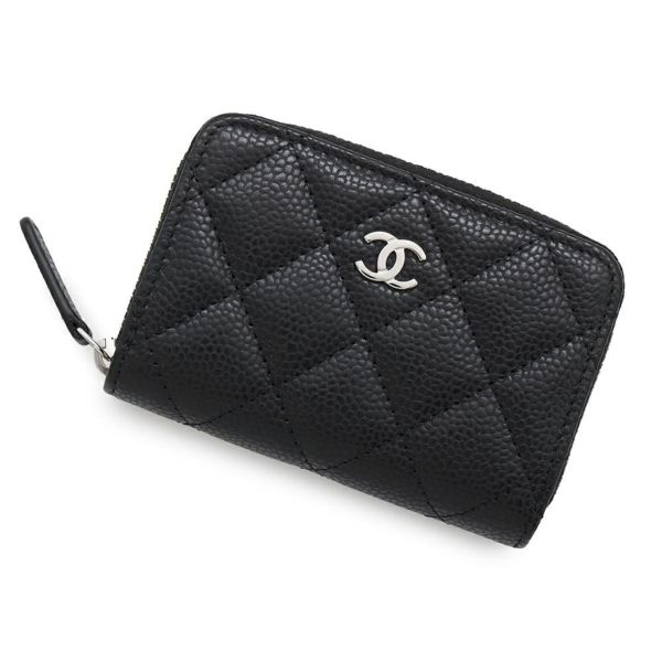シャネル コインケース クラシック ジップコインパース マトラッセ ココマーク キャビアスキン AP0216 CHANEL 財布 黒