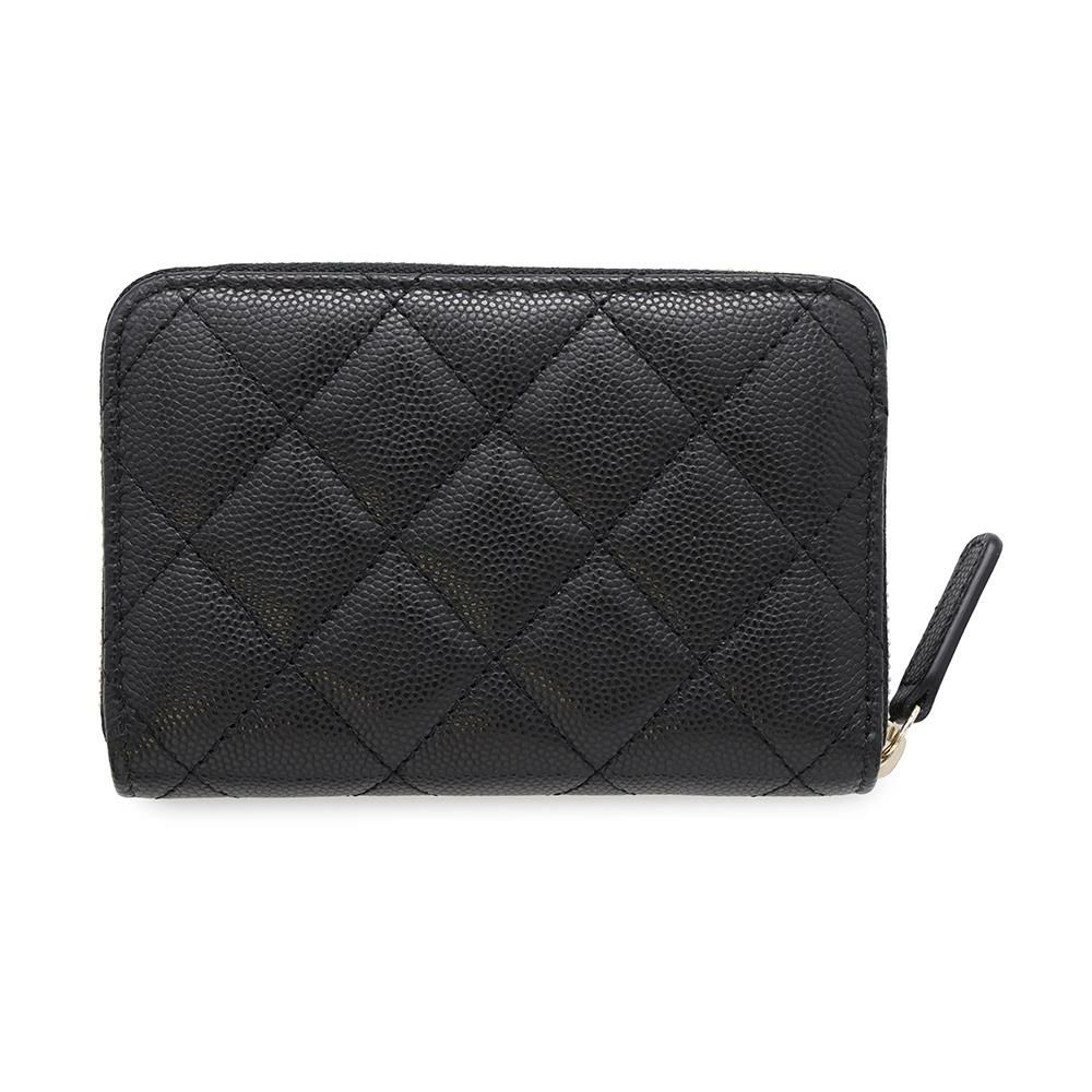 シャネル コインケース ココマーク マトラッセ ジップ コインパース ラインストーン キャビアスキン AP4560 CHANEL 財布 黒