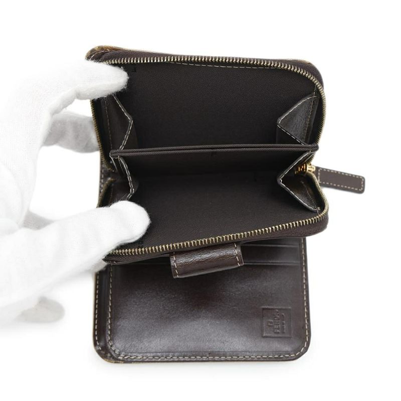 フェンディ 二つ折り財布 ズッカ柄 総柄 コンパクト ジップウォレット レザー FENDI