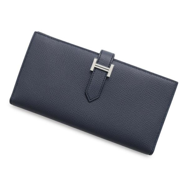 エルメス 長財布 ベアンスフレ ブルーインディゴ/シルバー金具 エプソン B刻印 HERMES