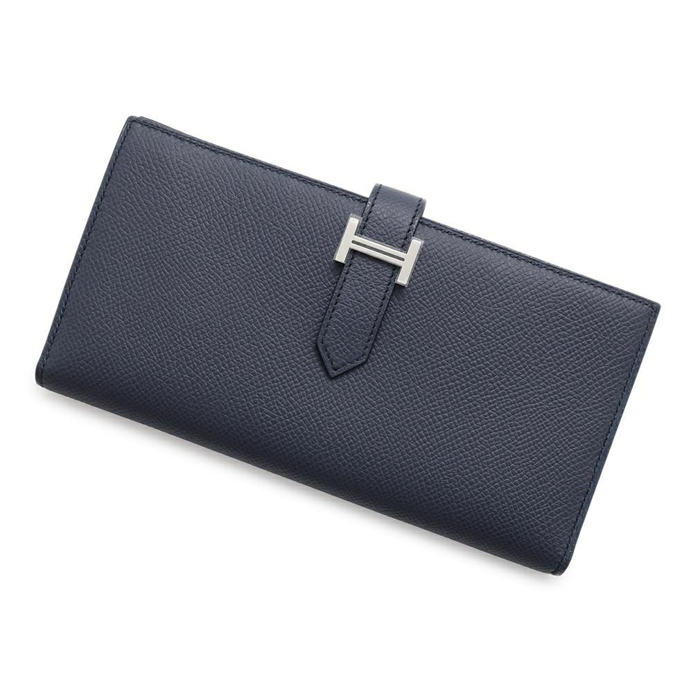 エルメス 長財布 ベアンスフレ ブルーインディゴ/シルバー金具 エプソン B刻印 HERMES
