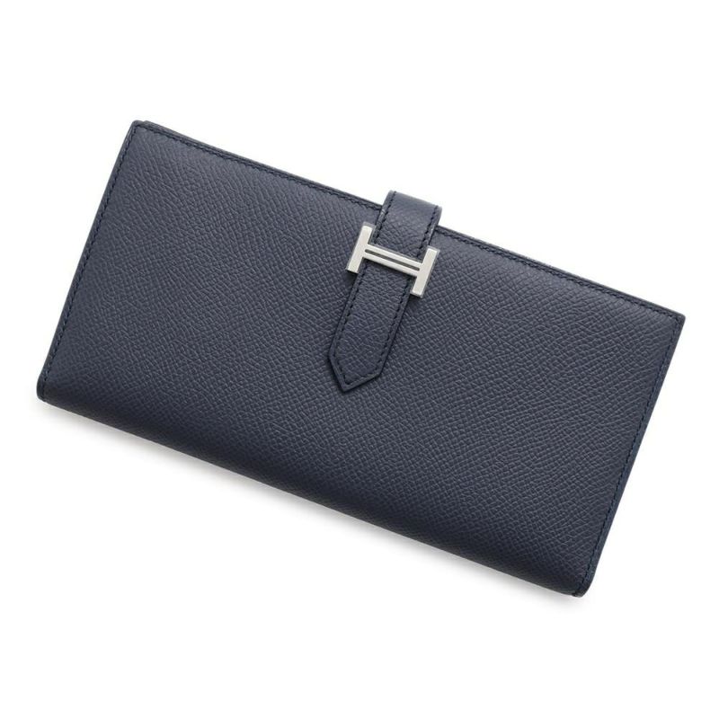 エルメス 長財布 ベアンスフレ ブルーインディゴ/シルバー金具 エプソン B刻印 HERMES