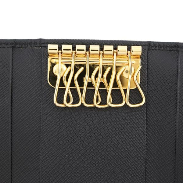 プラダ 6連キーケース サフィアーノ Saffianol 1PG222 PRADA キーケース 黒