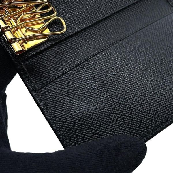 プラダ 6連キーケース サフィアーノ Saffianol 1PG222 PRADA キーケース 黒