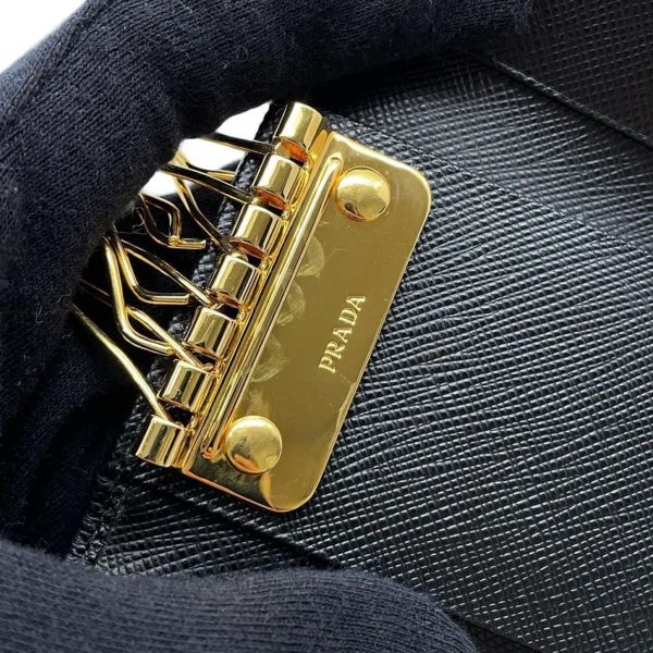 プラダ 6連キーケース サフィアーノ Saffianol 1PG222 PRADA キーケース 黒