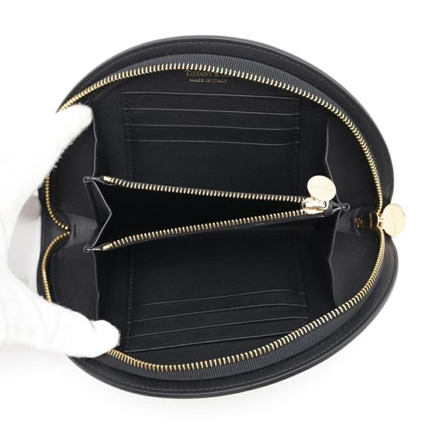 ティファニー 長財布 ハーフムーン ウォレット レザー Tiffany&Co. ラウンドファスナー 黒