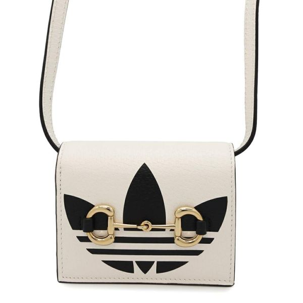 極美品 GUCCI × adidas ホースビット 二つ折り財布 ショルダー付 極美品 GUCCI × adidas ホースビット 二つ折り財布 ショルダー付