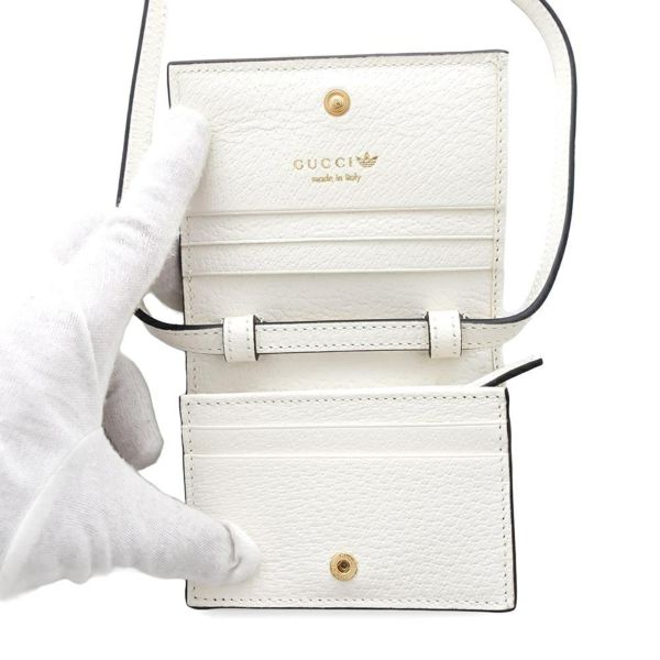 グッチ ショルダーウォレット アディダスコラボ ホースビット レザー 702248 GUCCI adidas 財布 白 黒