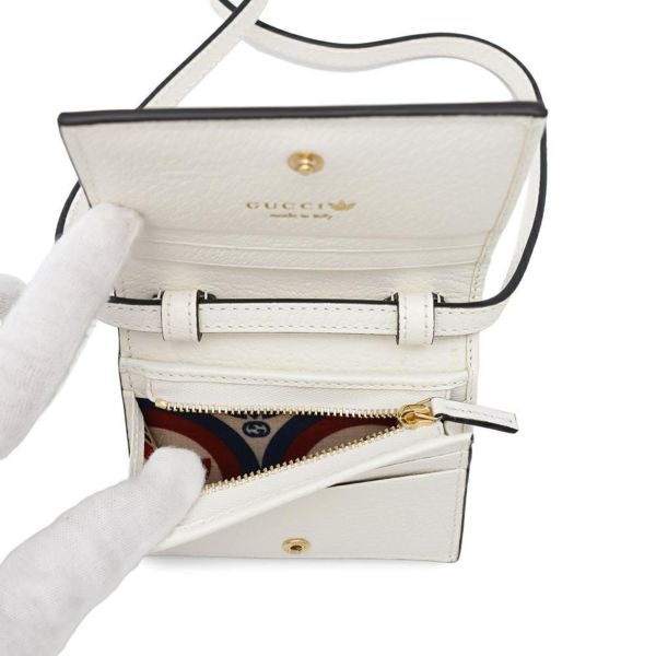 グッチ ショルダーウォレット アディダスコラボ ホースビット レザー 702248 GUCCI adidas 財布 白 黒