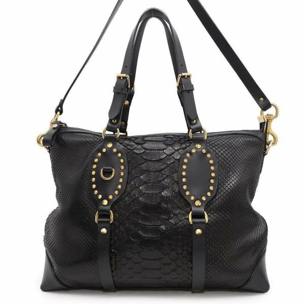 グッチ トートバッグ スタッズ パイソン 296875 GUCCI 2wayショルダーバッグ 黒