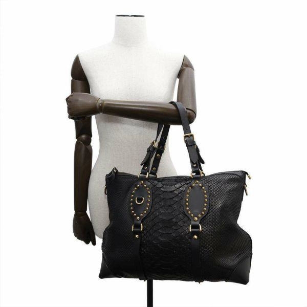 グッチ トートバッグ スタッズ パイソン 296875 GUCCI 2wayショルダーバッグ 黒